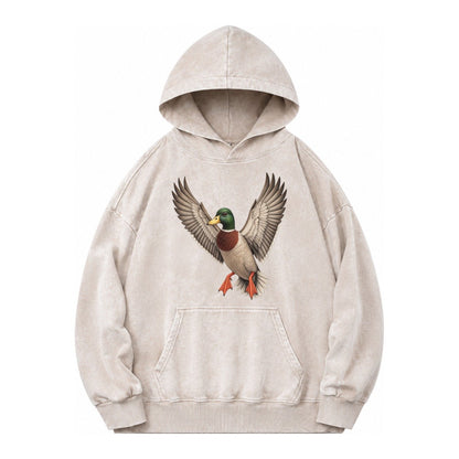 Mallard In Flight Vintage Washed Hoodie – Off White