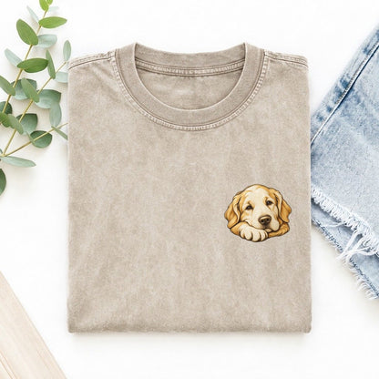 Retriever Folded Paw Keepsake Emblem Left Chest Vintage T-shirt – Off White