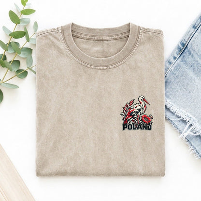 Poland Country Pride Left Chest Vintage T-shirt – Off White