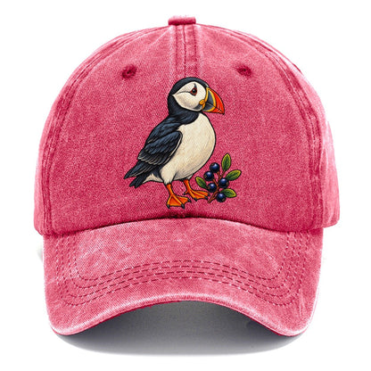 Atlantic Puffin And Crowberry Canada Cultural Icons Classic Cap – Pomegranate Blush