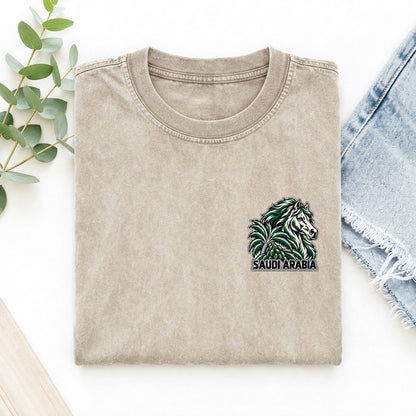 Saudi Arabia Country Pride Left Chest Vintage T-shirt – Off White