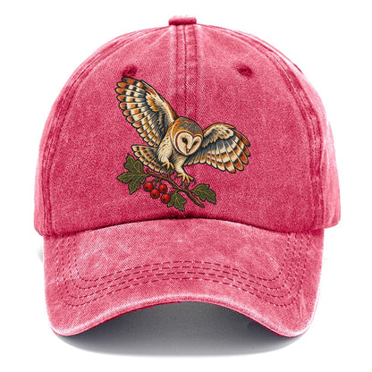 Barn Owl And Hawthorn Berries Uk Culture Heritage Classic Cap – Pomegranate Blush