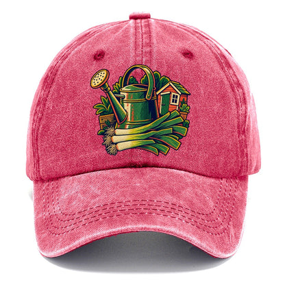 Allotment Shed Watering Can And Leeks Uk Culture Heritage Classic Cap – Pomegranate Blush