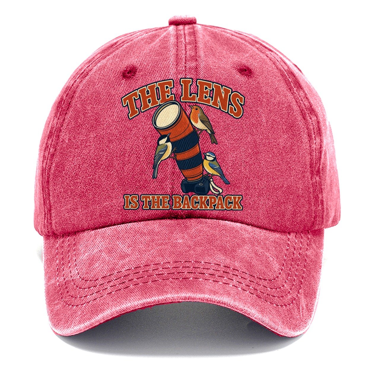 The Lens Is The Backpack Birdwatching Classic Cap – Pomegranate Blush