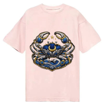 Embroidered Patch Design Cancer Crab Protective Crab In Silv Classic T-shirt – Pink