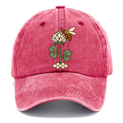 Clover And Bee Pairing Beekeeping Classic Cap – Pomegranate Blush