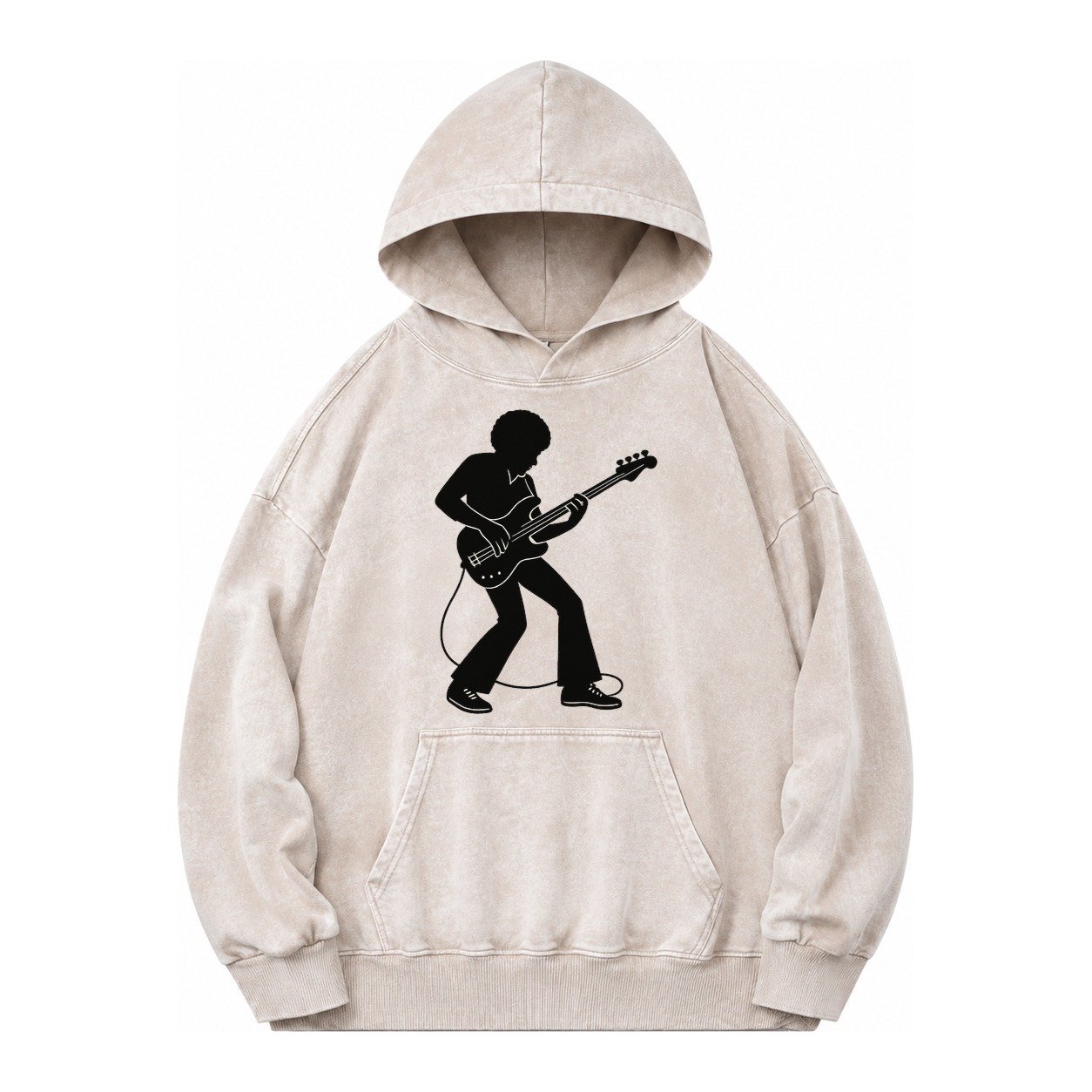 Bass Guitarist Slap Technique Vintage Washed Hoodie – Off White