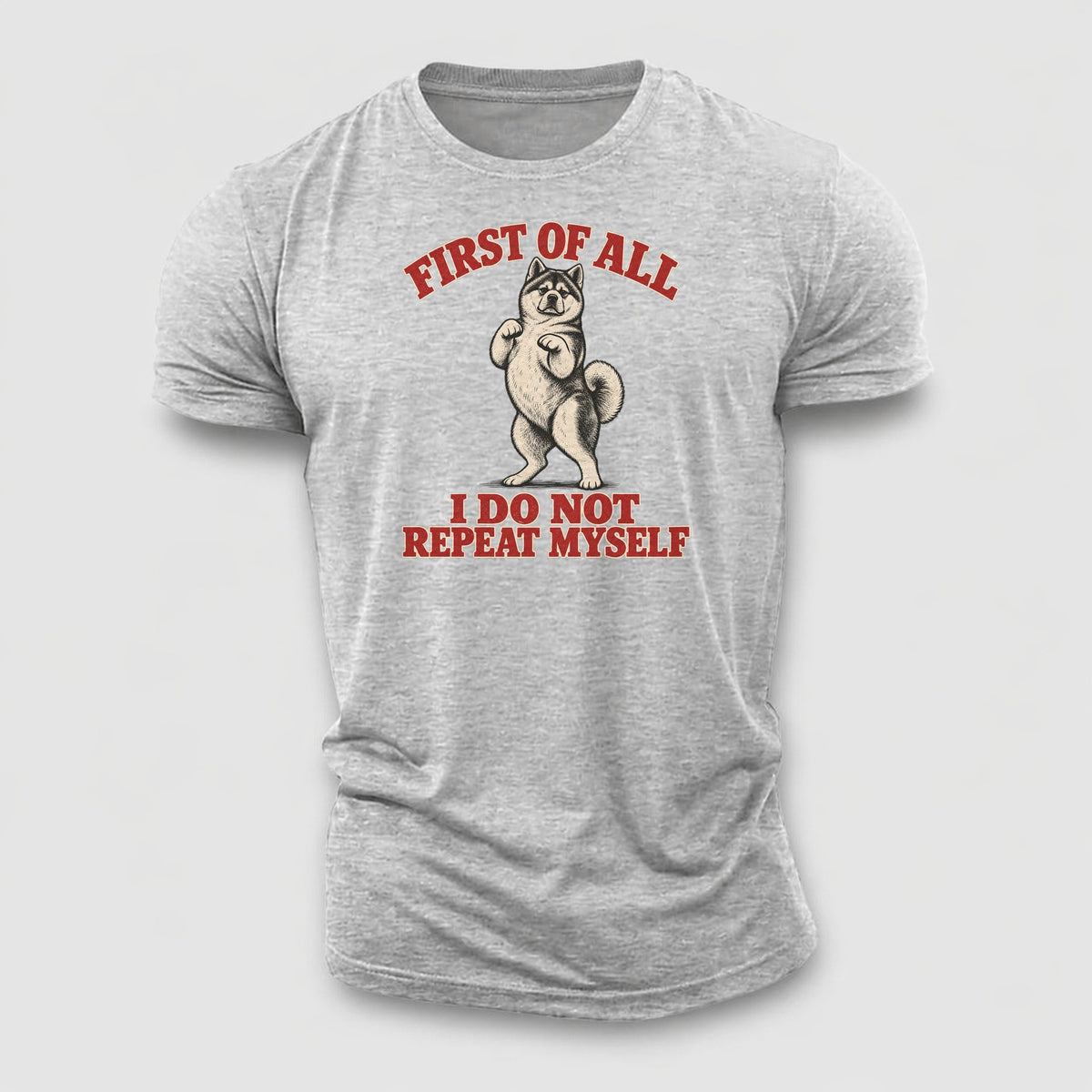 Akita Dog Declarations Cotton T-Shirt – Sport Grey