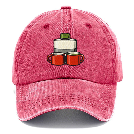 Flask And Two Mugs Geocaching Classic Cap – Pomegranate Blush