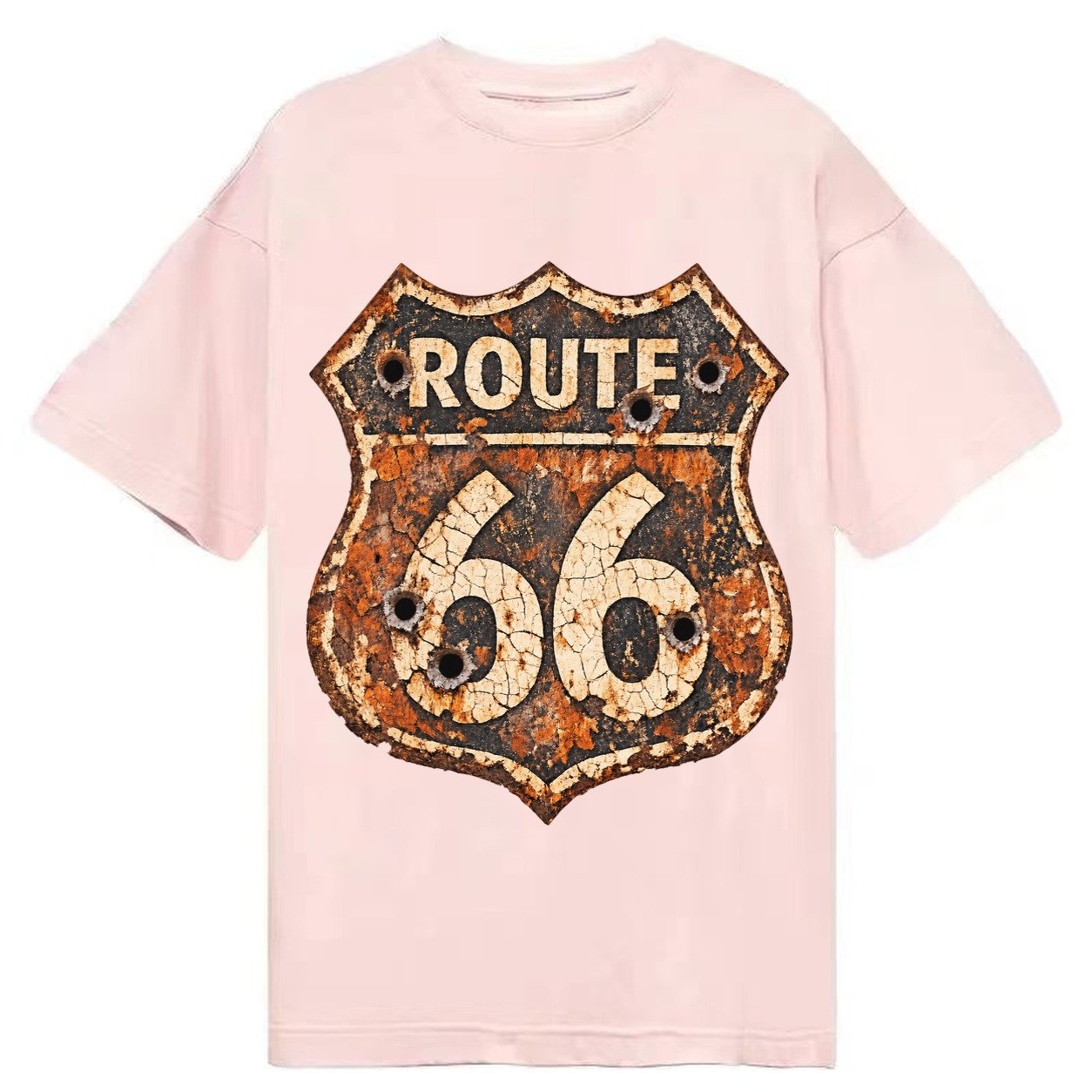Weathered Marker Rust Aged Route 66 Sign Desert Sun Bleached Classic T-shirt – Pink