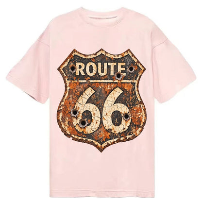 Weathered Marker Rust Aged Route 66 Sign Desert Sun Bleached Classic T-shirt – Pink