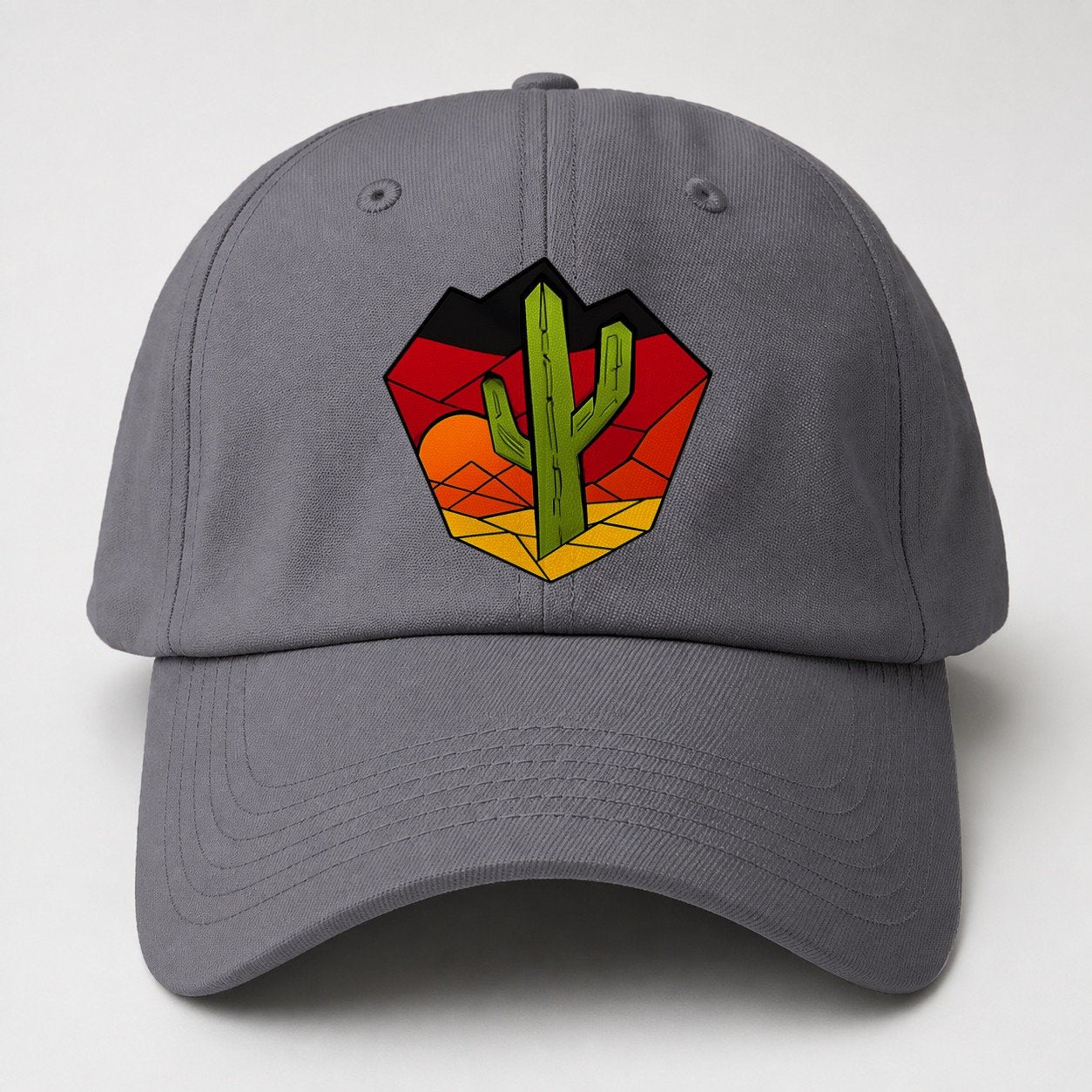 Saguaro Sunset Silhouette Baseball Cap – Grey