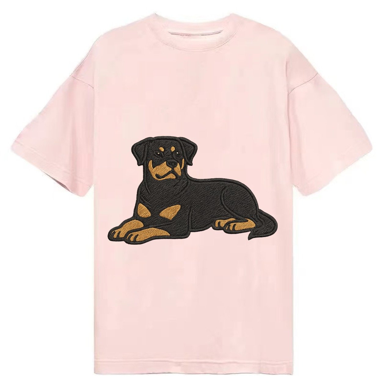 Rottweiler Black And Tan Relaxed Lying Down With Head Up Emb Classic T-shirt – Pink