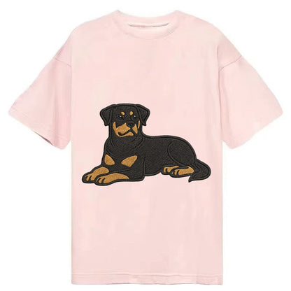 Rottweiler Black And Tan Relaxed Lying Down With Head Up Emb Classic T-shirt – Pink