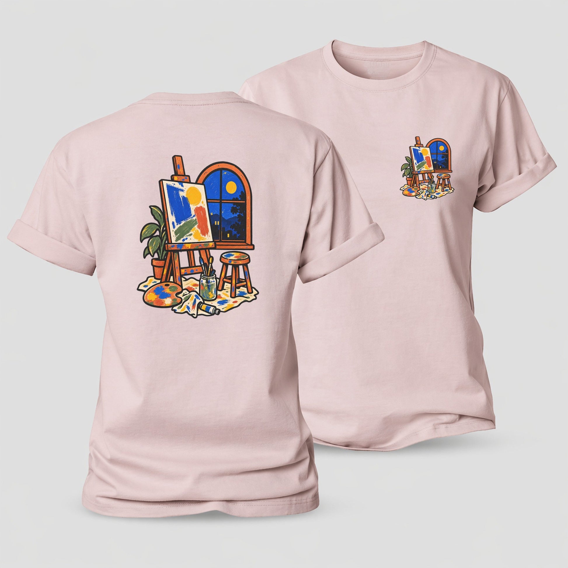 Easel At Dusk Clay Color Makers Women's Cotton T-Shirt – Pink