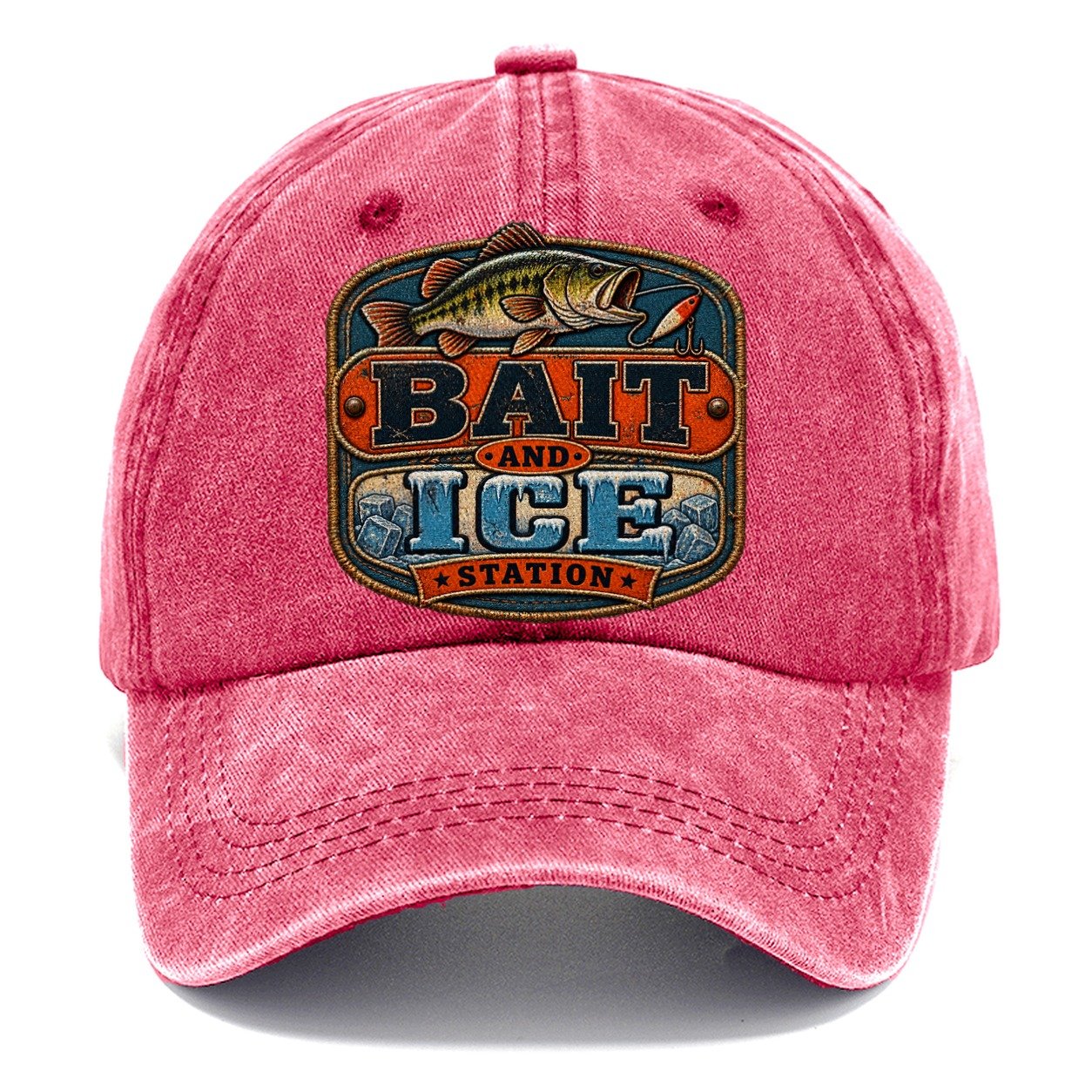 Bait And Ice Station Fishing Club Classic Cap – Pomegranate Blush