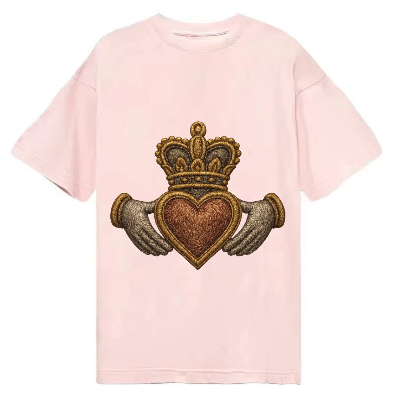 Claddagh Heart Crown Embroidered 0912b9 Classic T-shirt – Pink