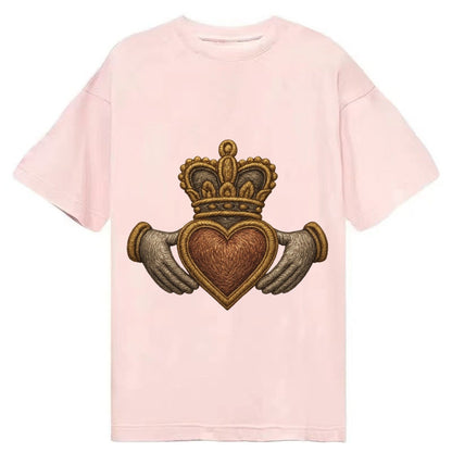 Claddagh Heart Crown Embroidered 0912b9 Classic T-shirt – Pink
