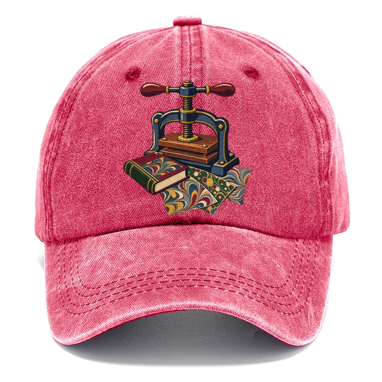 Bookbinder Press And Marbled Pages Uk Culture Heritage Classic Cap – Pomegranate Blush