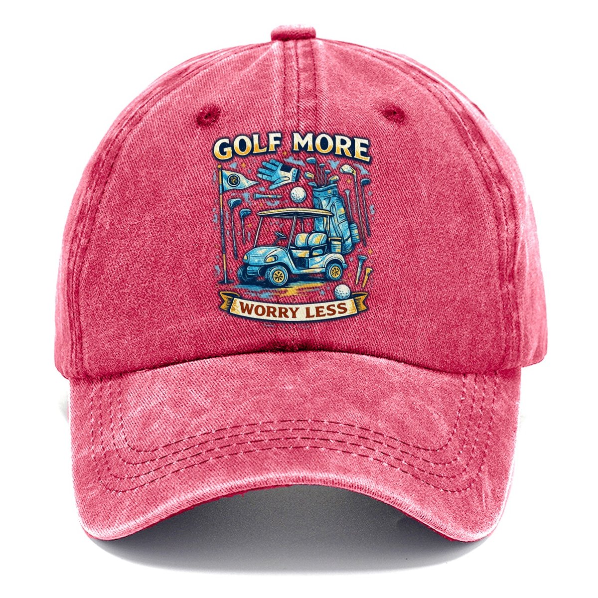 Golf More Worry Less Classic Cap – Pomegranate Blush