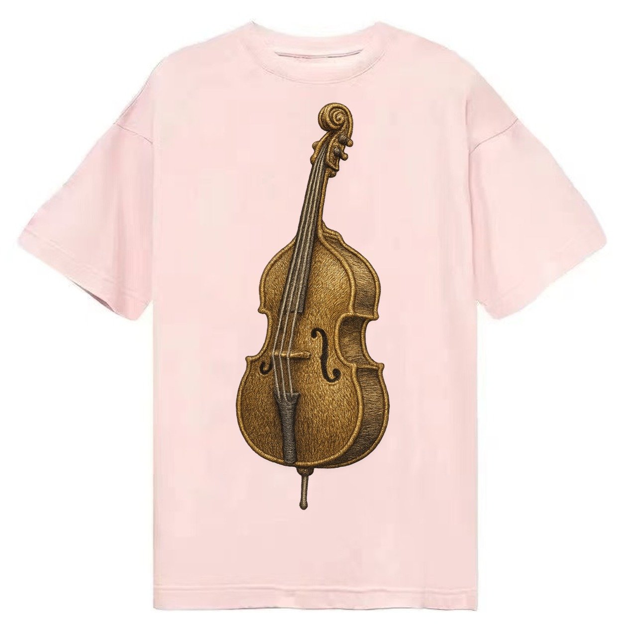 Acoustic Bass Upright Double Bass With F Holes And Wooden Br Classic T-shirt – Pink