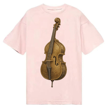 Acoustic Bass Upright Double Bass With F Holes And Wooden Br Classic T-shirt – Pink