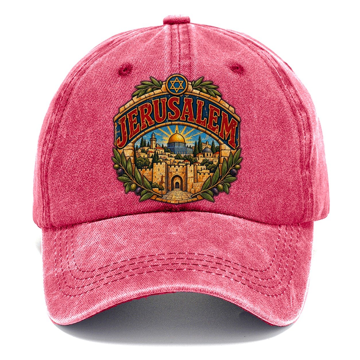 Holy City Arch Lettering Jerusalem Classic Cap – Pomegranate Blush