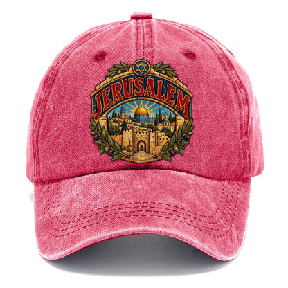 Holy City Arch Lettering Jerusalem Classic Cap – Pomegranate Blush