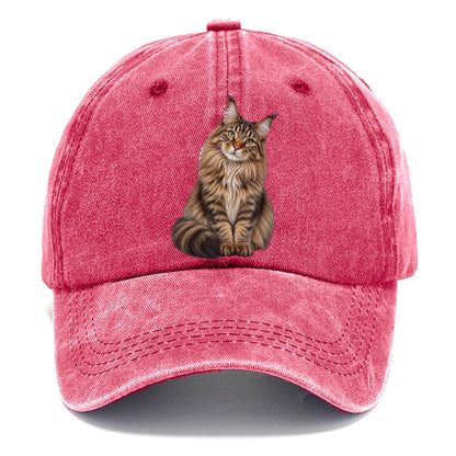 Maine Coon Seated Portrait Realistic Cat Portrait Classic Cap – Pomegranate Blush