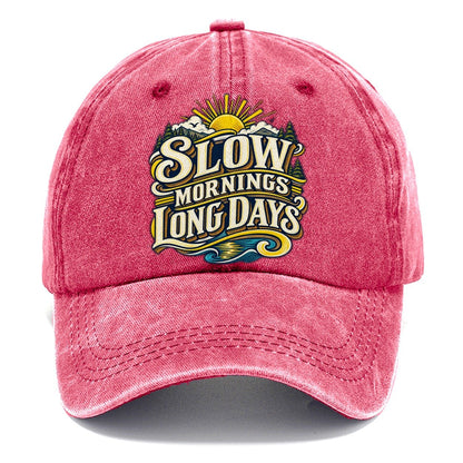 Slow Mornings Long Days Retired Living Classic Cap – Pomegranate Blush