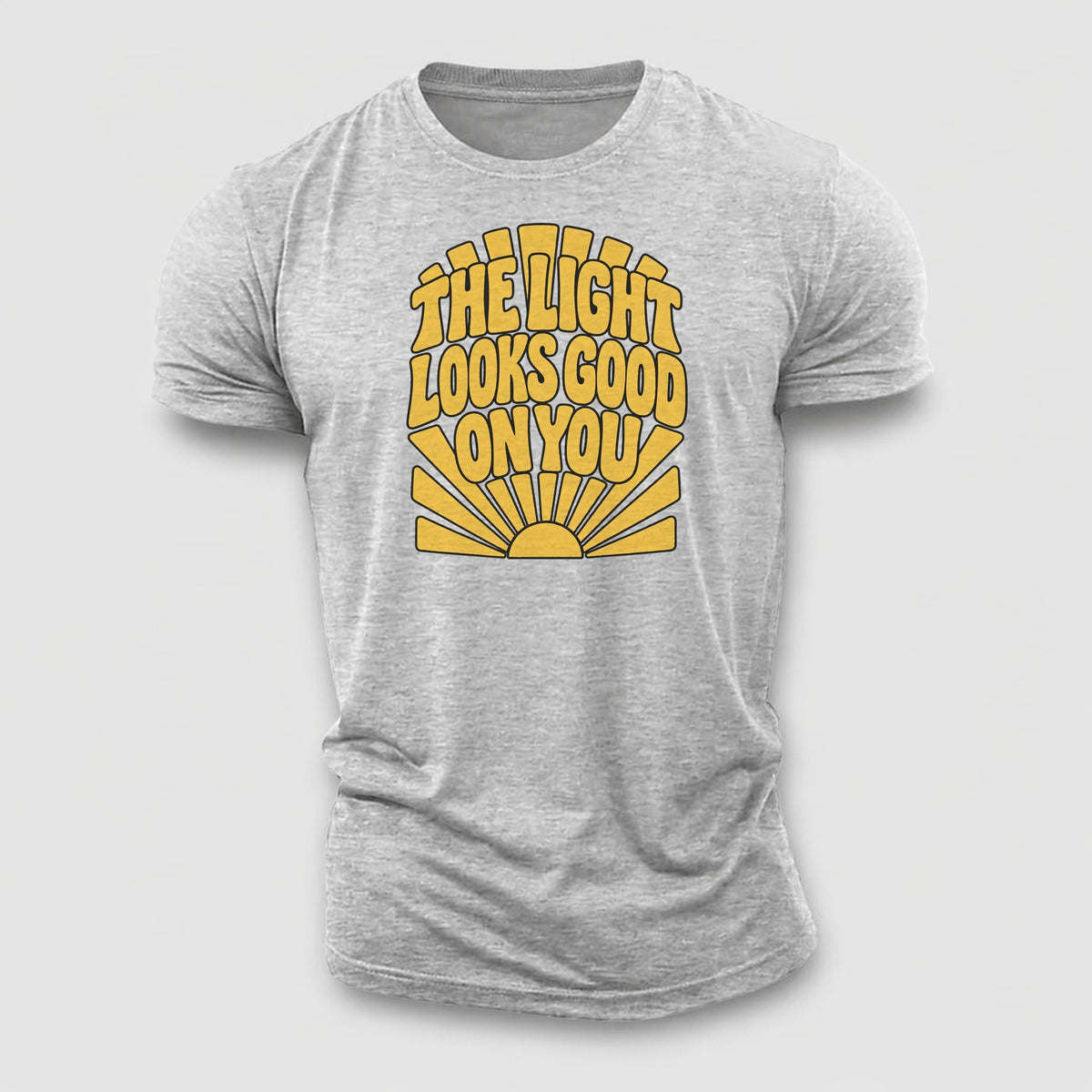The Light Looks Good On You Sunburst Sayings Cotton T-Shirt – Sport Grey