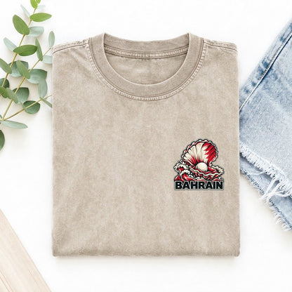 Bahrain Country Pride Left Chest Vintage T-shirt – Off White