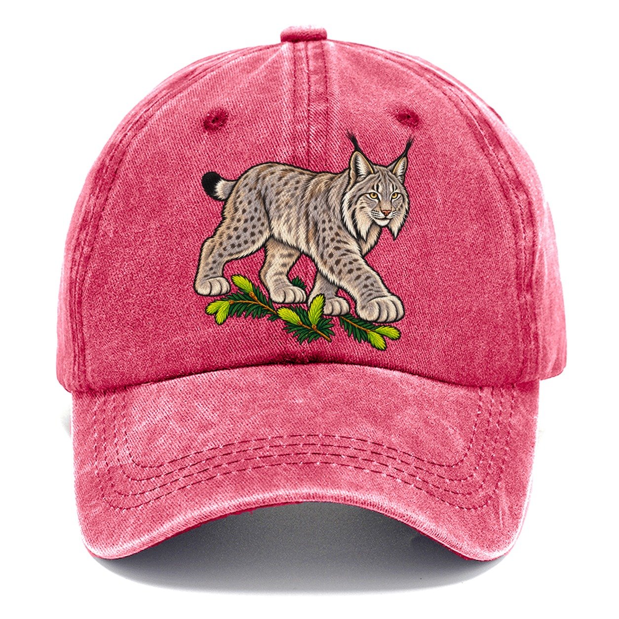 Canada Lynx And Spruce Tips Canada Cultural Icons Classic Cap – Pomegranate Blush