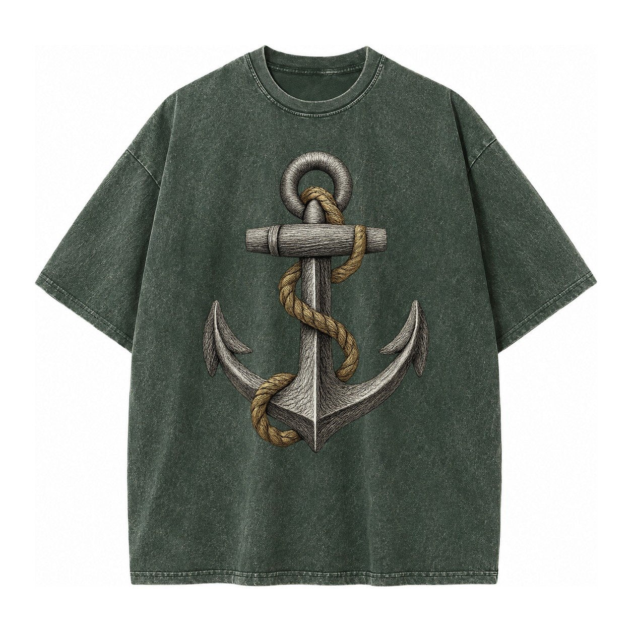 Anchor And Rope Vintage T-shirt – Forest Mist