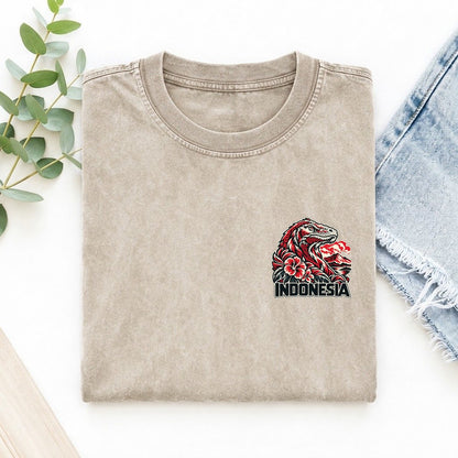 Indonesia Country Pride Left Chest Vintage T-shirt – Off White