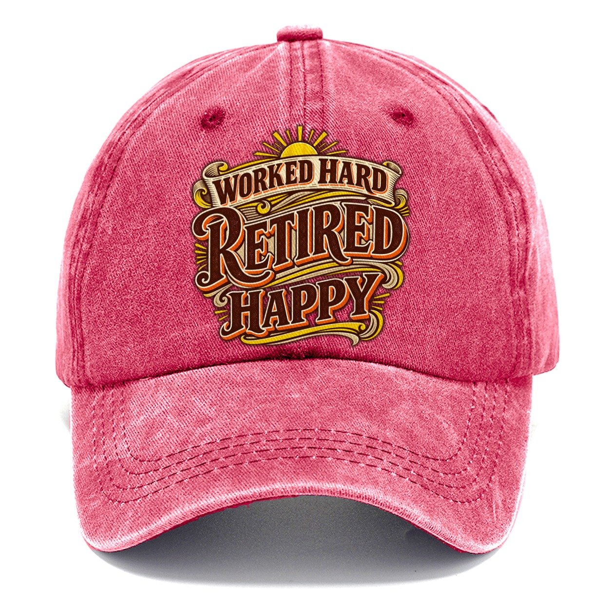 Worked Hard Retired Happy Retired Living Classic Cap – Pomegranate Blush