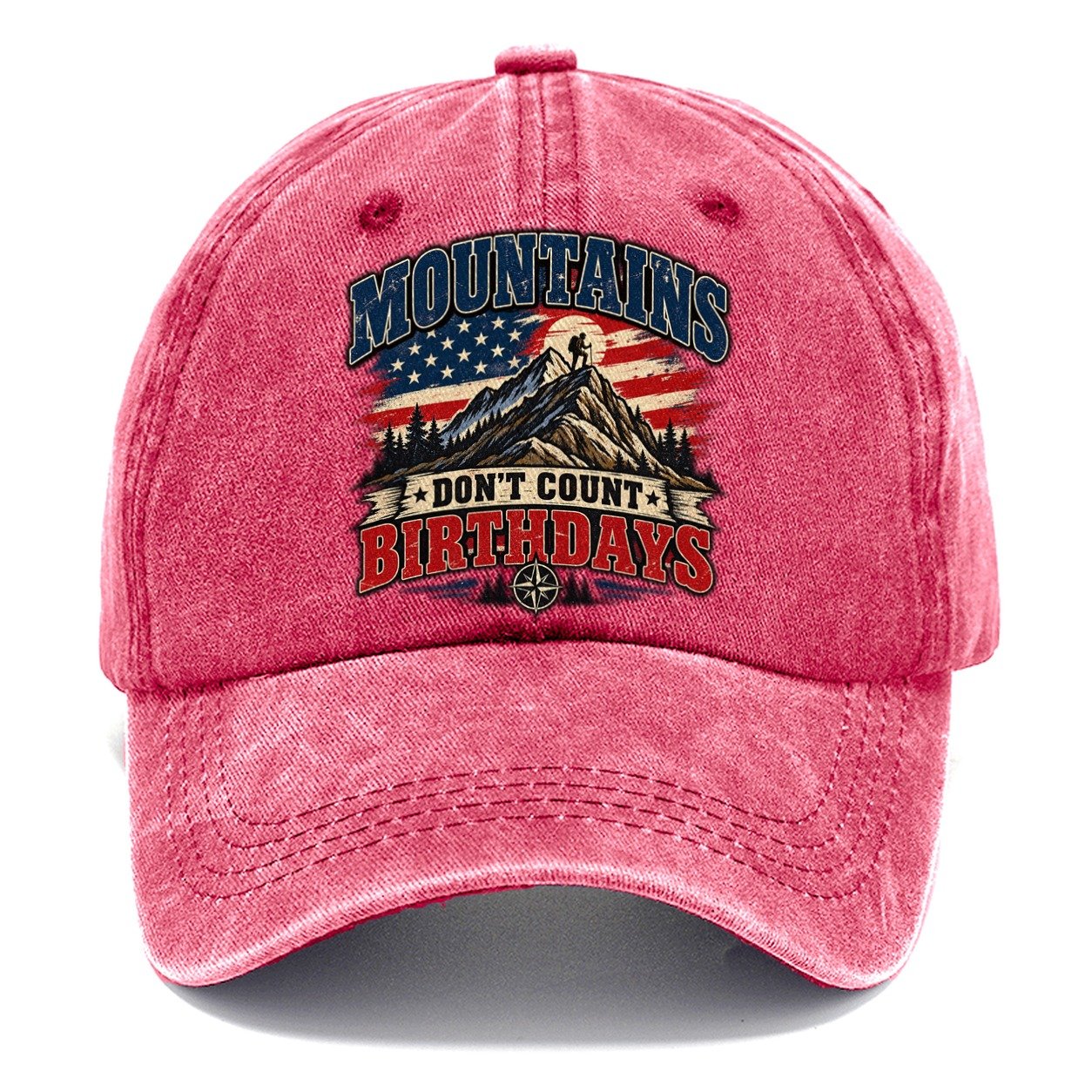 Mountains Don T Count Birthdays Old Man Strong Classic Cap – Pomegranate Blush