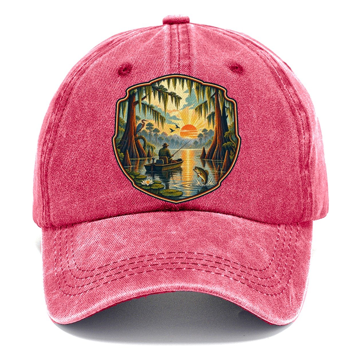 Bayou Cypress Still Water Fishing Club Classic Cap – Pomegranate Blush