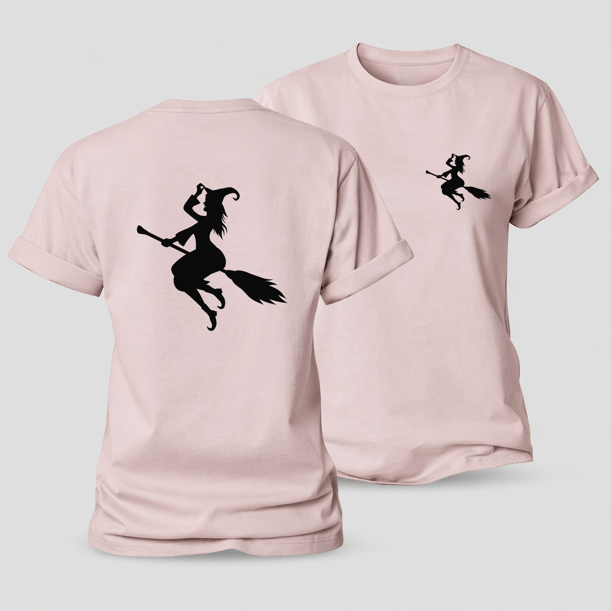 Enchanting Witch On Broom Hat Limited Edition Women's Cotton T-Shirt – Pink