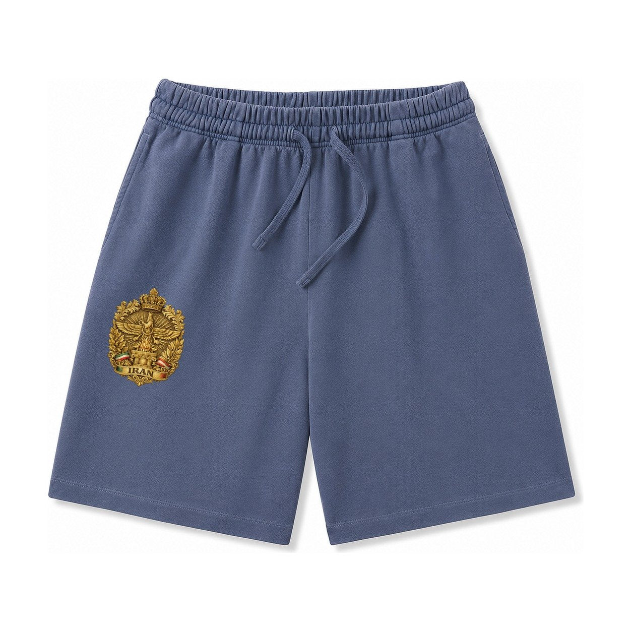Iran Fire Temple Emblem Washed Shorts – Navy Blue