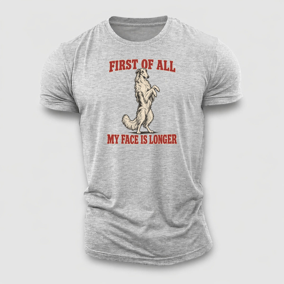 Borzoi Dog Declarations Cotton T-Shirt – Sport Grey