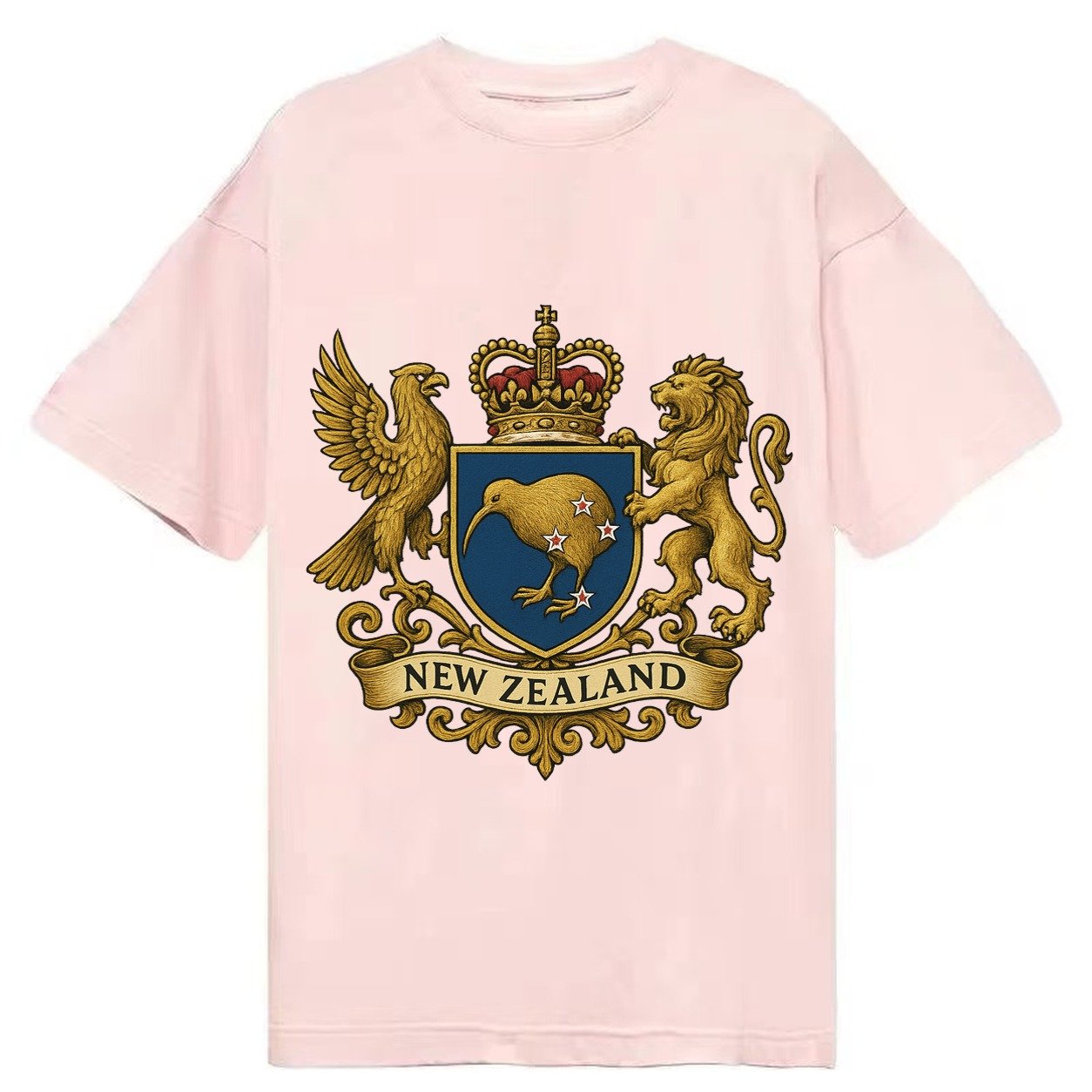 New Zealand Heritage Badge Kiwi With Southern Cross Styling Classic T-shirt – Pink