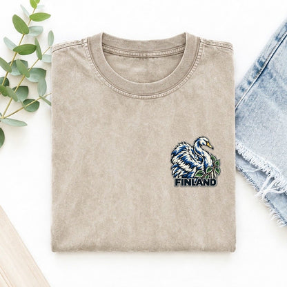 Finland Country Pride Left Chest Vintage T-shirt – Off White