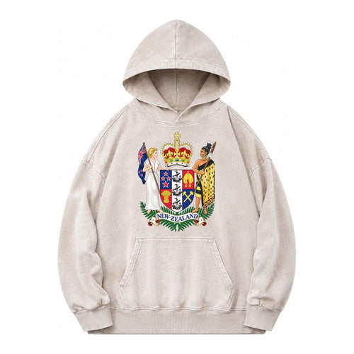 Coat Of Arms Of New Zealand Vintage Washed Hoodie