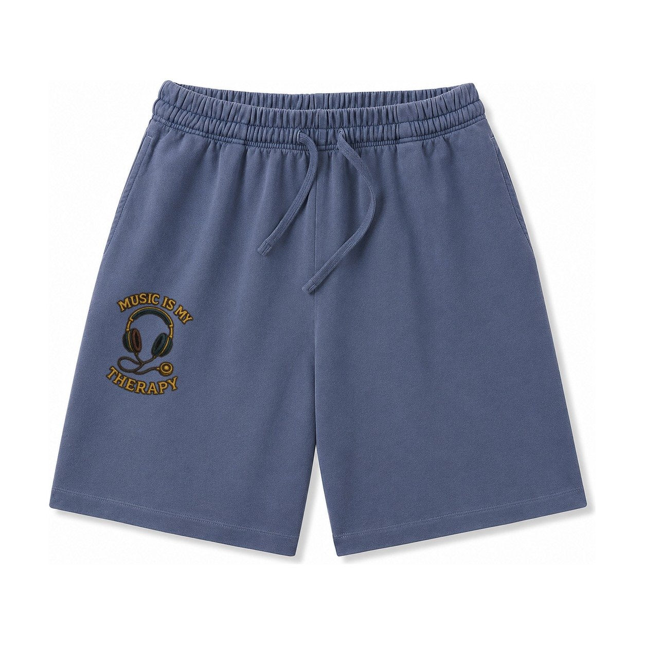 Music Is My Therapy Washed Shorts – Navy Blue