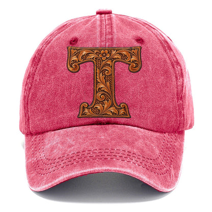 Tooled Leather T Monogram Classic Cap – Pomegranate Blush