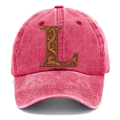 Tooled Leather L Monogram Classic Cap – Pomegranate Blush