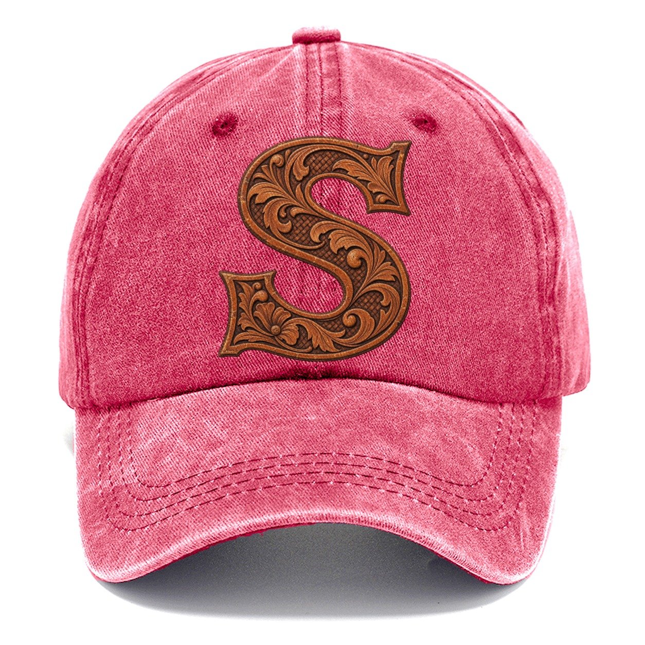 Tooled Leather S Monogram Classic Cap – Pomegranate Blush