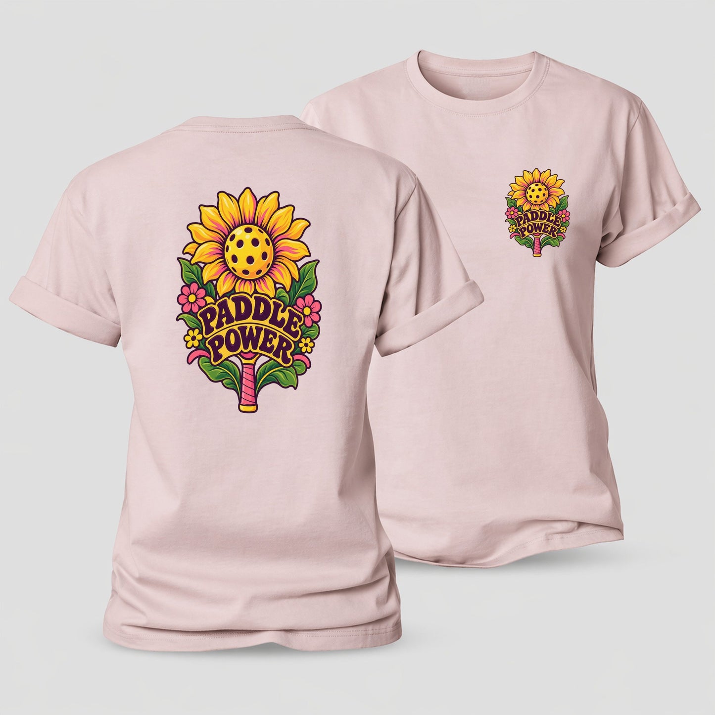 Sunflower Paddle Power Pickleball Life Women's Cotton T-Shirt – Pink