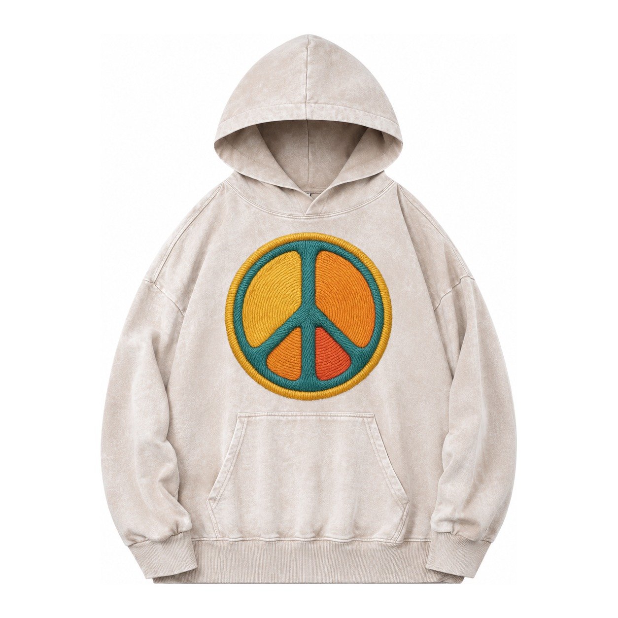 Golden Peace Vintage Washed Hoodie – Off White